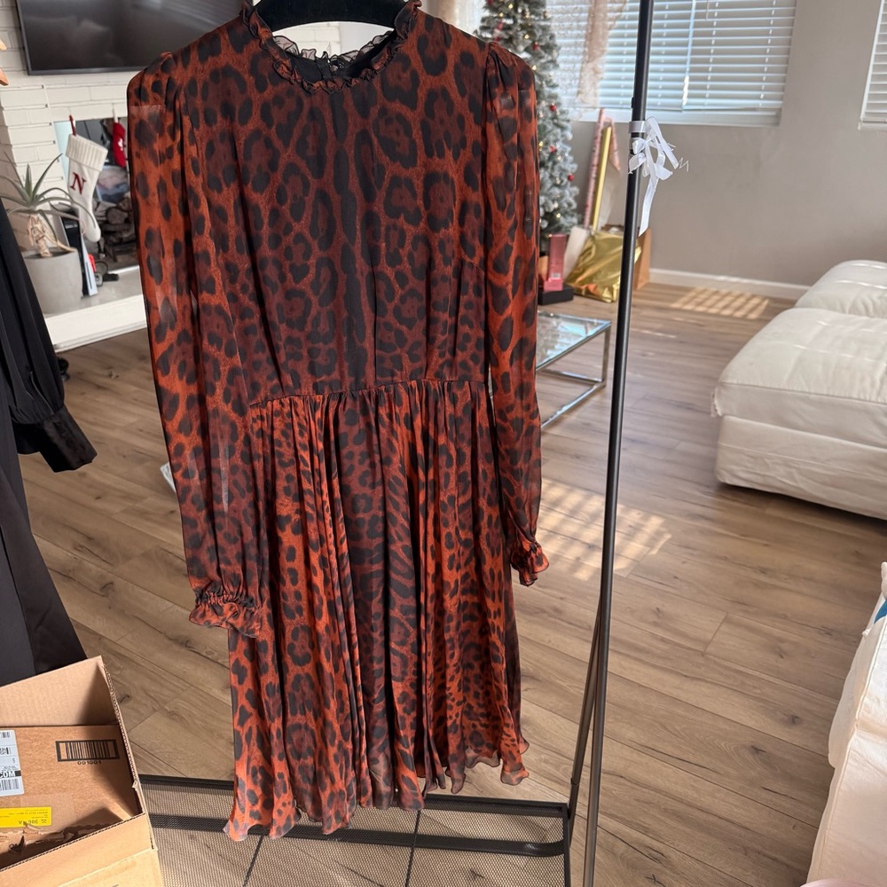 Dolce & Gabbana Black and Brown Animal Print Dress